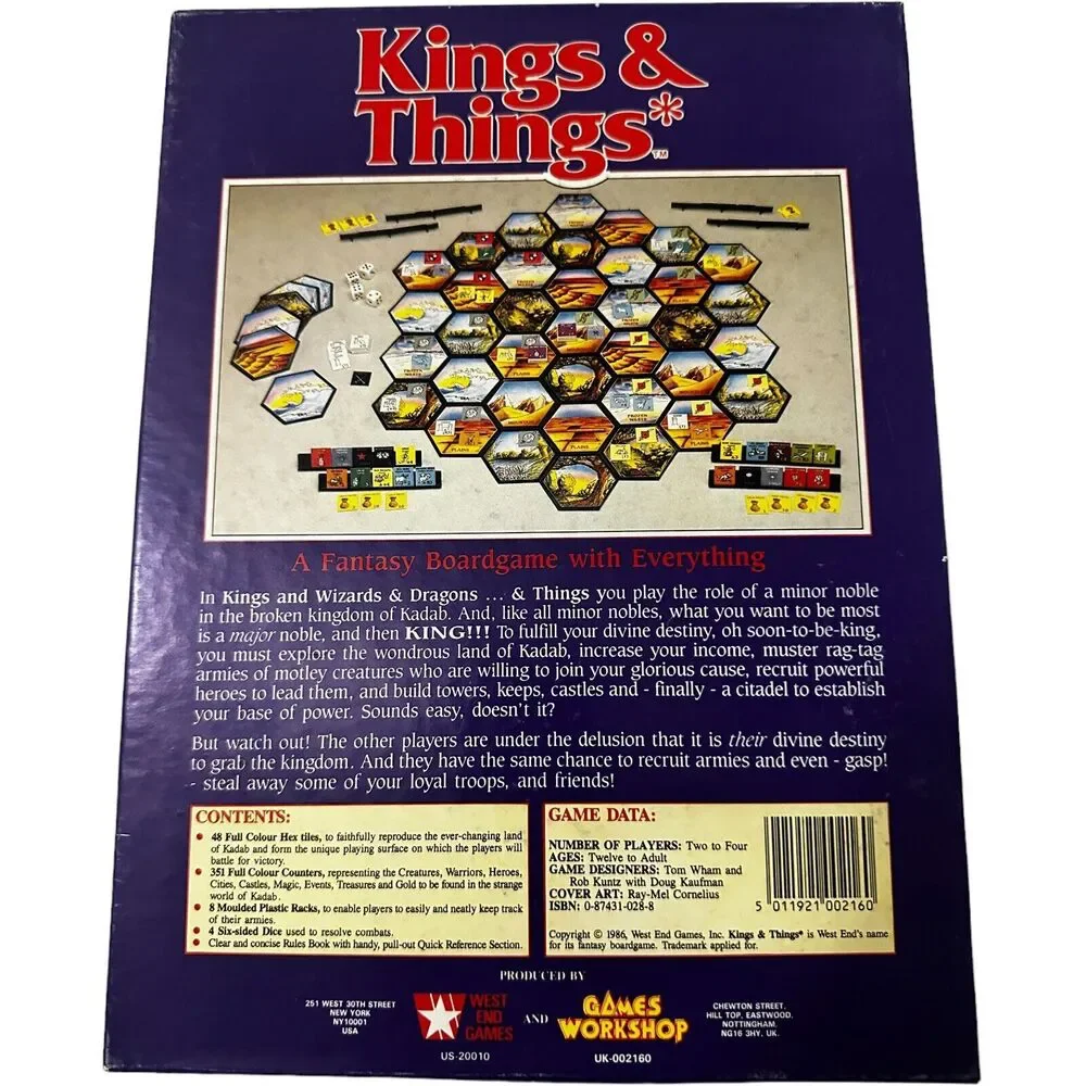 Kings & Things Fantasy Board Game Complete 1986 West End Games